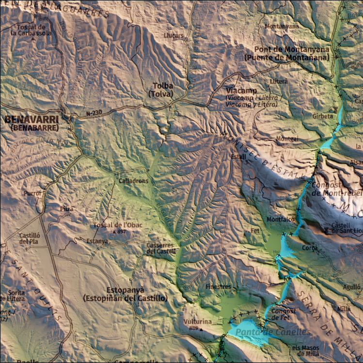 POSTER - MAPA DE RELIEVE DE LA SIERRA DEL MONTSEC