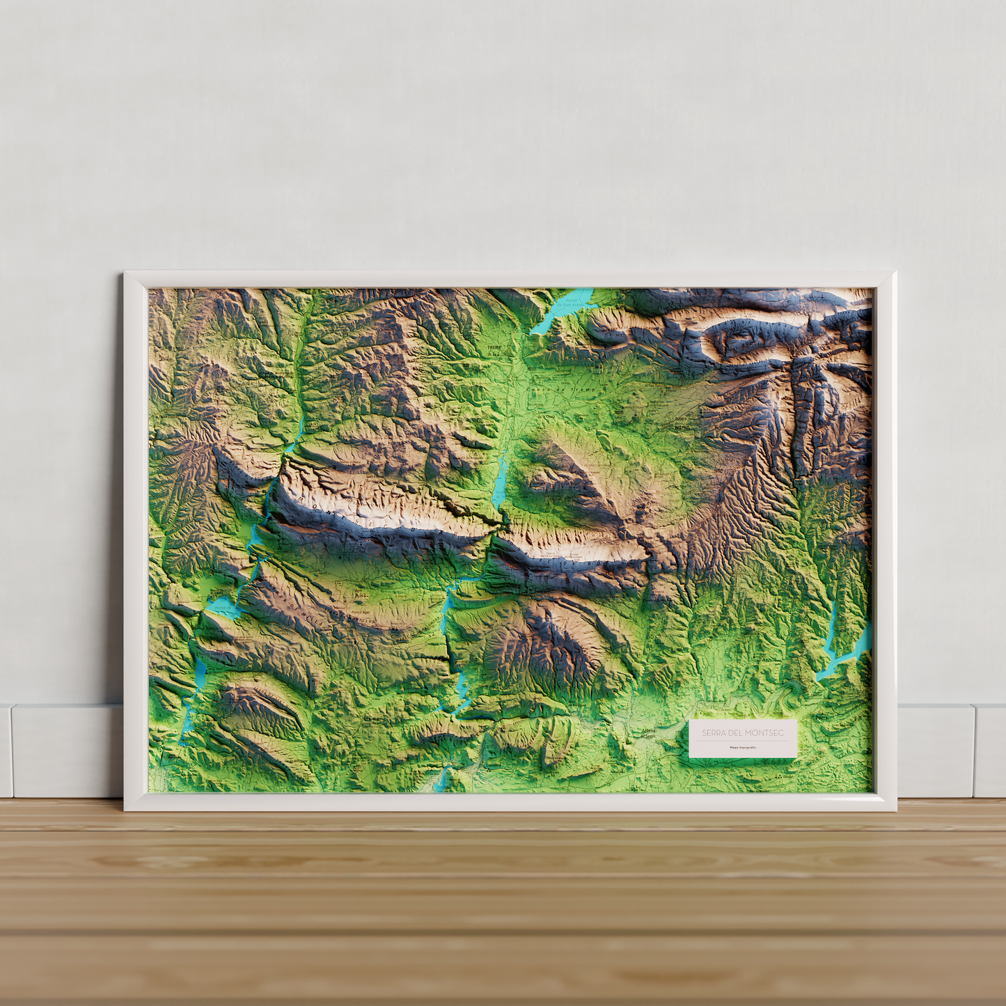 Detall del mapa imprès que inclou tota la Serra del Montsec, que inclou Montsec de l'Estall, Montsec d'Ares i Montsec de Rúbies (o de Meià). El mapa es presenta en un estil minimalista i elegant, amb un detallat modelatge d'elevacions terrestres mapa imprès que abasta tota la Serra del Montsec, que inclou Montsec de l'Estall, Montsec d'Ares i Montsec de Rúbies (o de Meià). El mapa es presenta en un estil minimalista i elegant, amb un detallat modelatge d'elevacions terrestres.